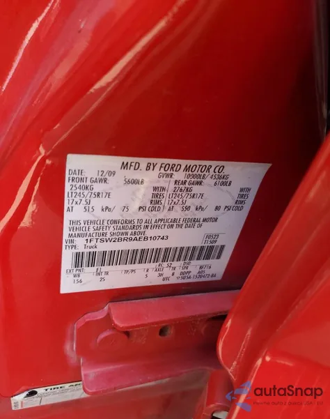 2010 Ford F250 Super Duty from USA, damaged, VIN 1FTSW2BR9AEB10743